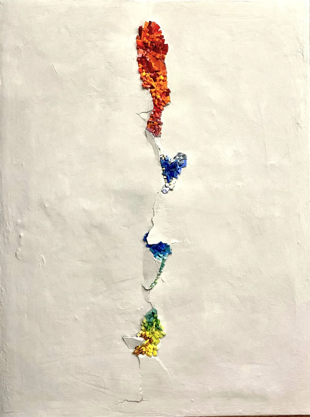 Painting “Line of Awakening” by Polina Bortina, mixed media: canvas, acrylic, smalt, 50 × 70 cm