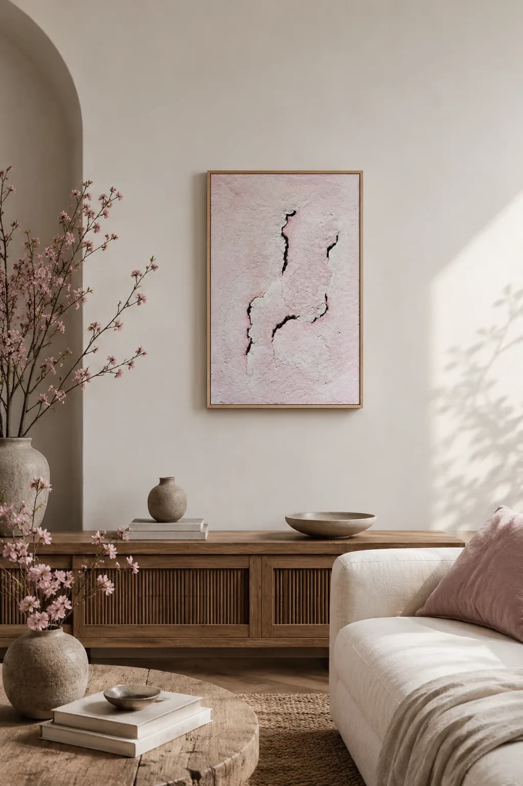 Painting “Petals Carried by the Wind” by Polina Bortina, mixed media: canvas, acrylic, smalt, 40 × 60 cm, detail 2