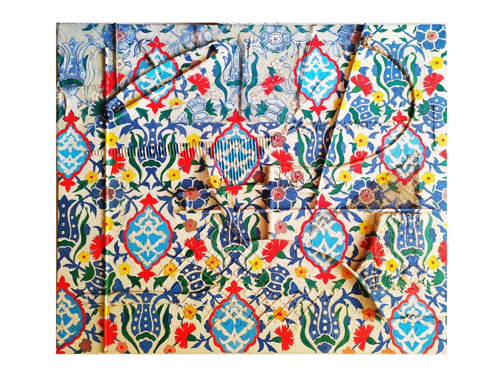 Painting “TM 006” by Polina Bortina, mixed media: canvas, oil, relief, collage, 90 × 120 cm