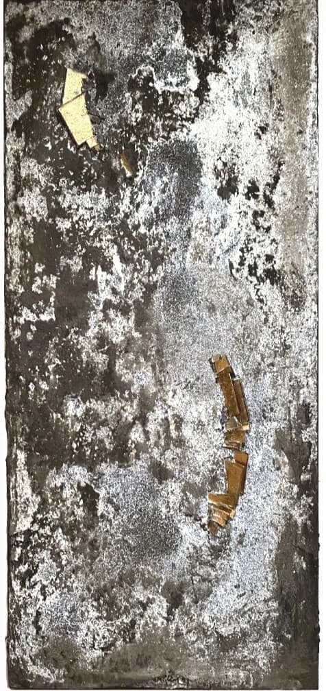 Painting “Trace of Time” by Polina Bortina, mixed media: canvas, acrylic, smalt, 50 × 80 cm
